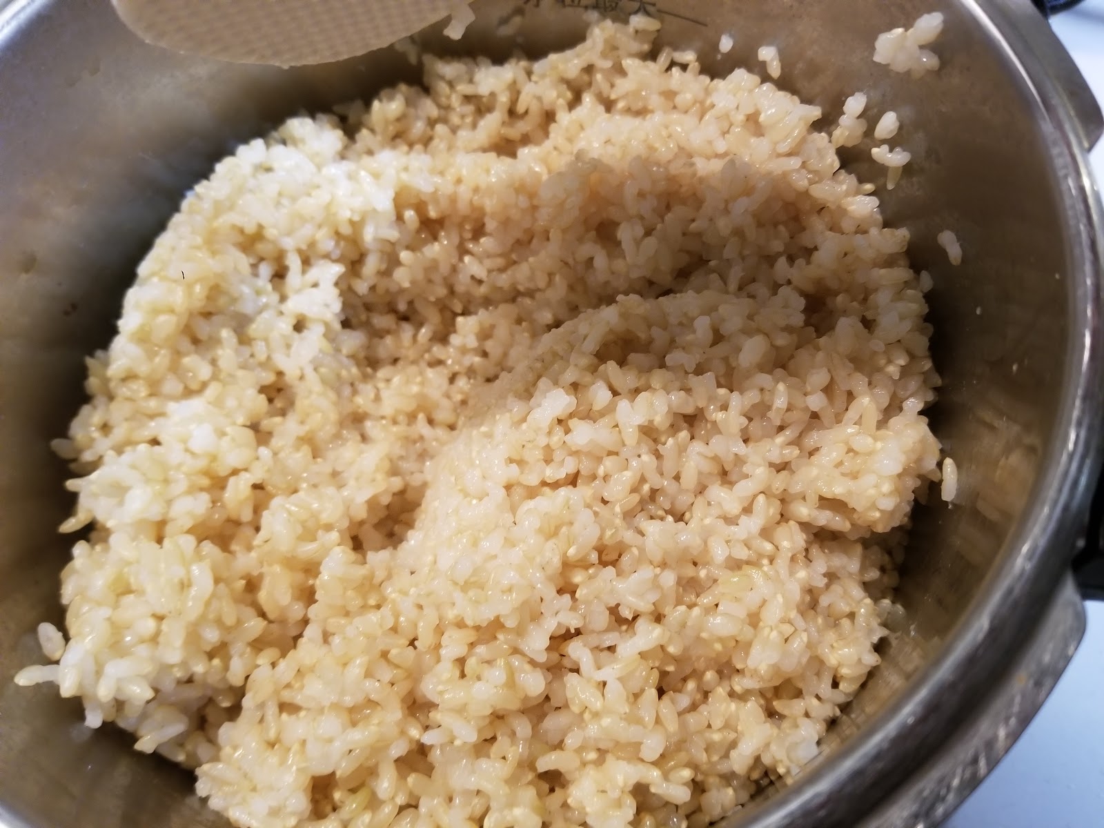 しっかり浸水して圧力鍋で玄米炊いたらめちゃモチモチでうまい玄米ができた タログタログ